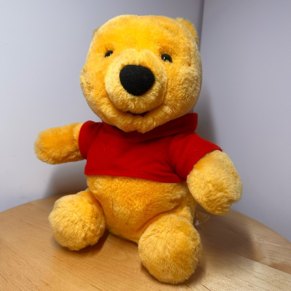Talking Yellow Plush Winnie the Pooh Toy with Red Shirt